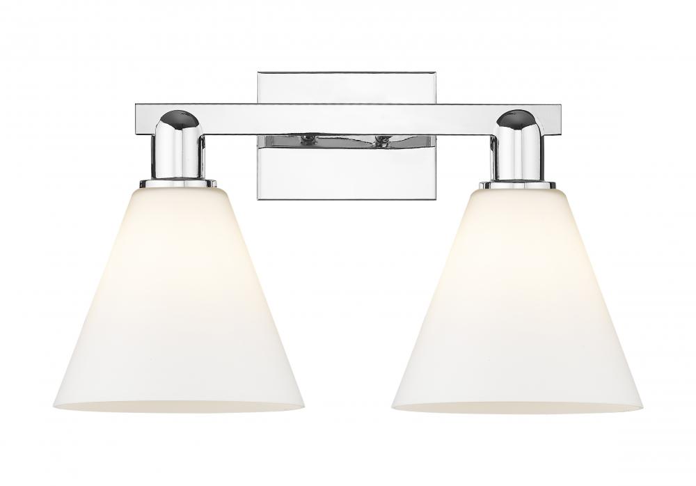 Berkshire Glass - 2 Light - 19 inch - Polished Chrome - Bath Vanity Light