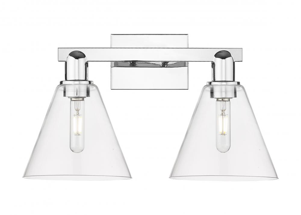 Berkshire Glass - 2 Light - 19 inch - Polished Chrome - Bath Vanity Light
