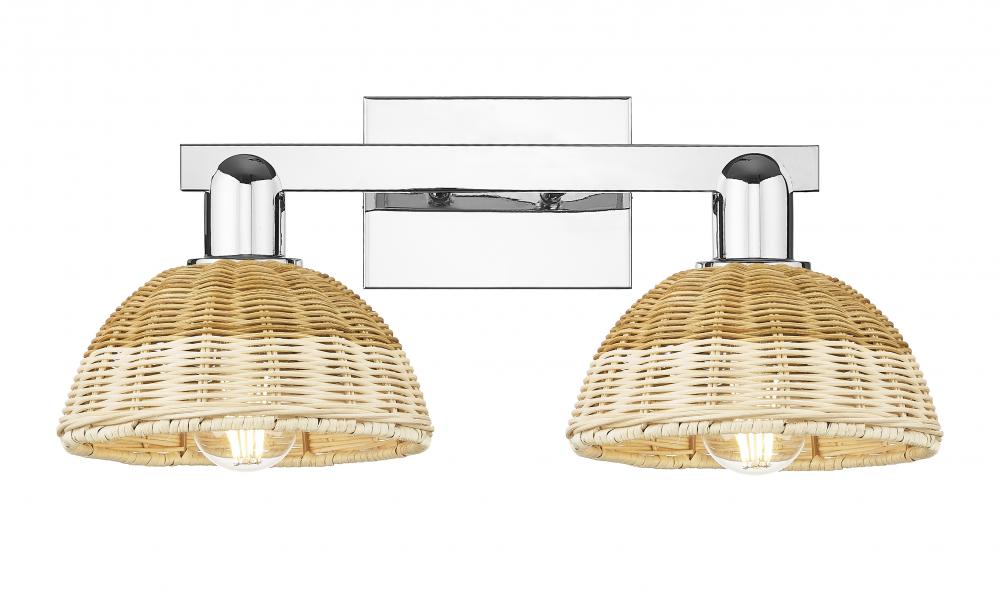 Natural Ballston Dome - 2 Light - 16 inch - Polished Chrome - Bath Vanity Light
