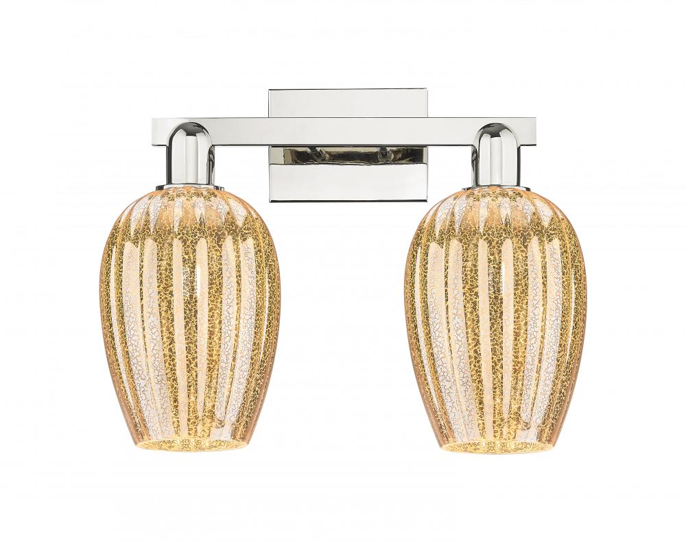 Preston Flute - 2 Light - 16 inch - Polished Nickel - Bath Vanity Light