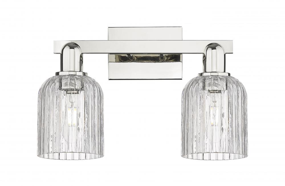 Bridal Veil - 2 Light - 16 inch - Polished Nickel - Bath Vanity Light