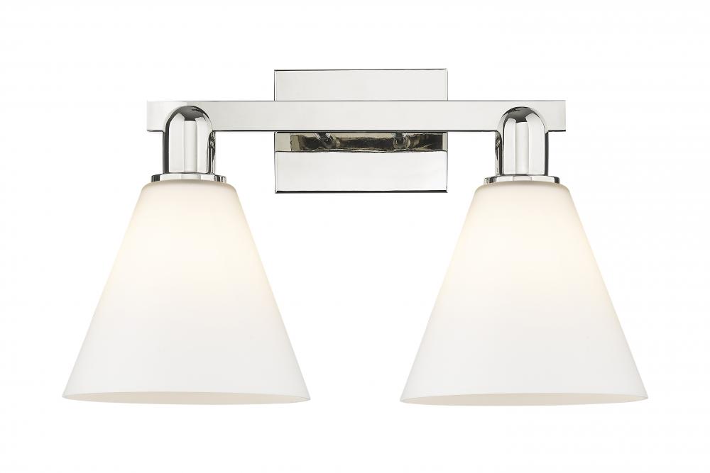 Berkshire Glass - 2 Light - 19 inch - Polished Nickel - Bath Vanity Light