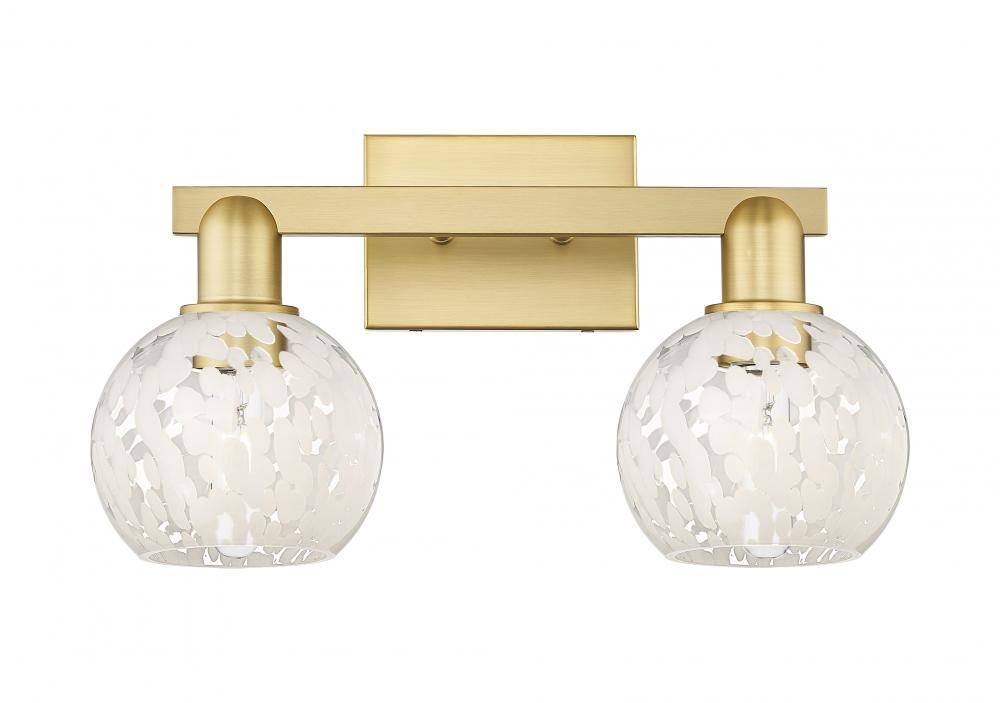 White Mouchette - 2 Light - 17 inch - Satin Gold - Bath Vanity Light