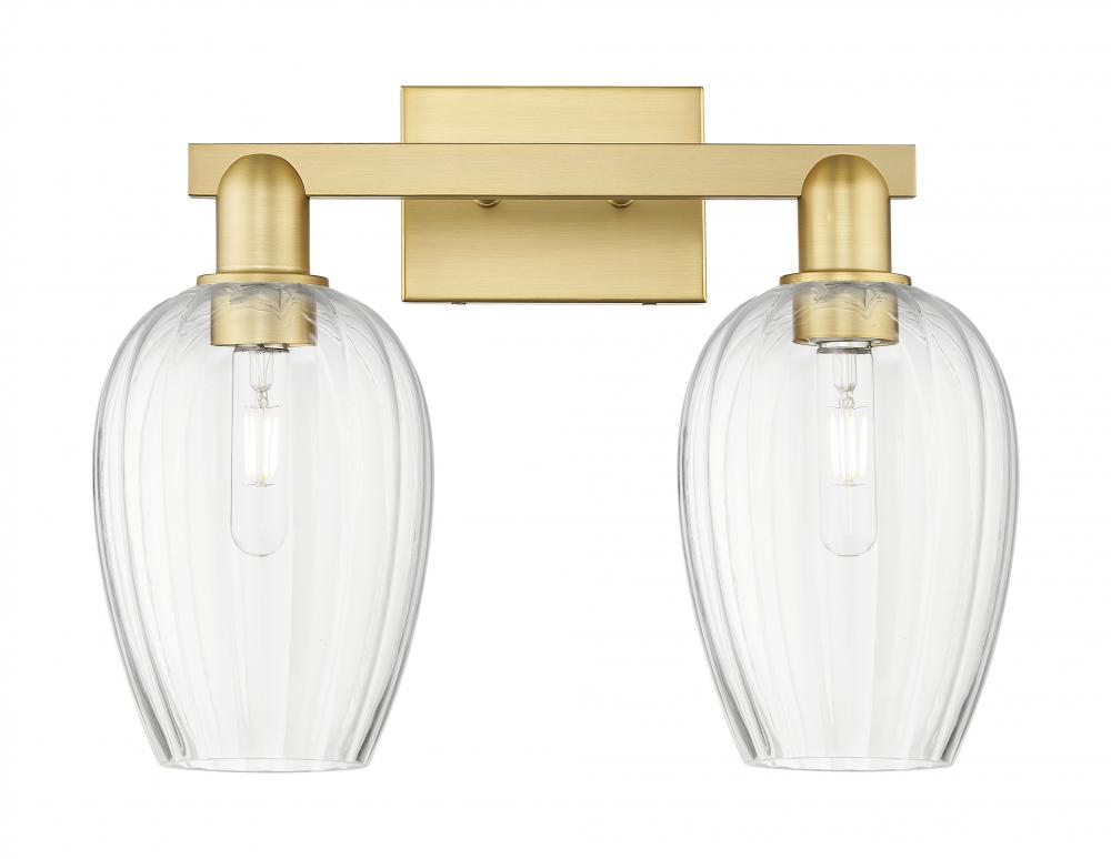 Preston Flute - 2 Light - 16 inch - Satin Gold - Bath Vanity Light
