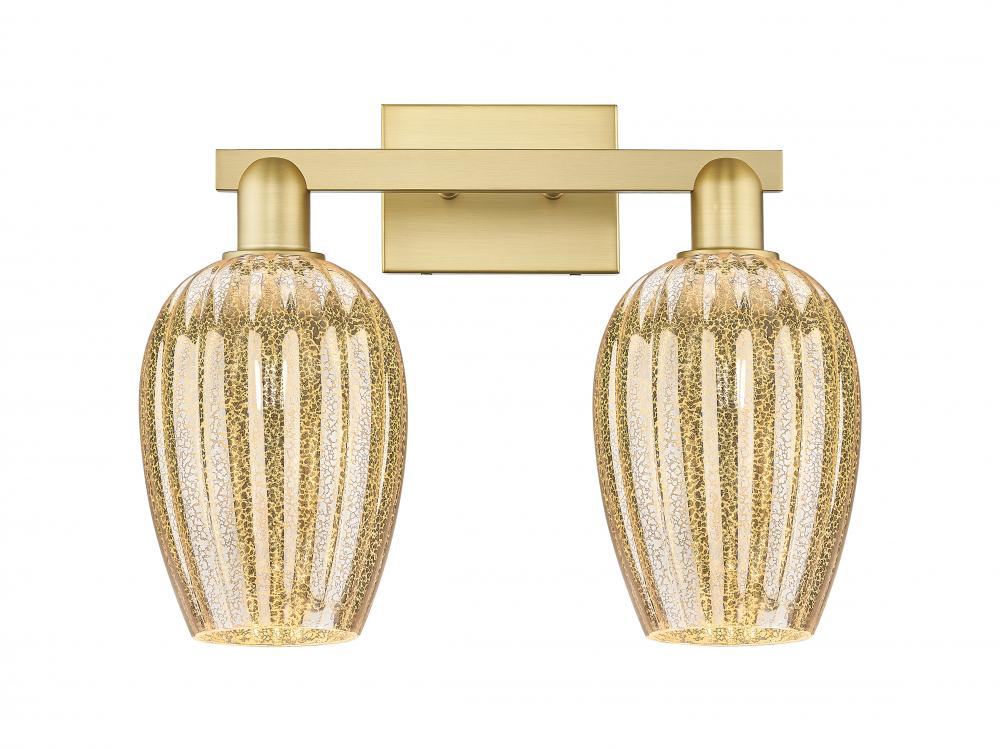 Preston Flute - 2 Light - 16 inch - Satin Gold - Bath Vanity Light