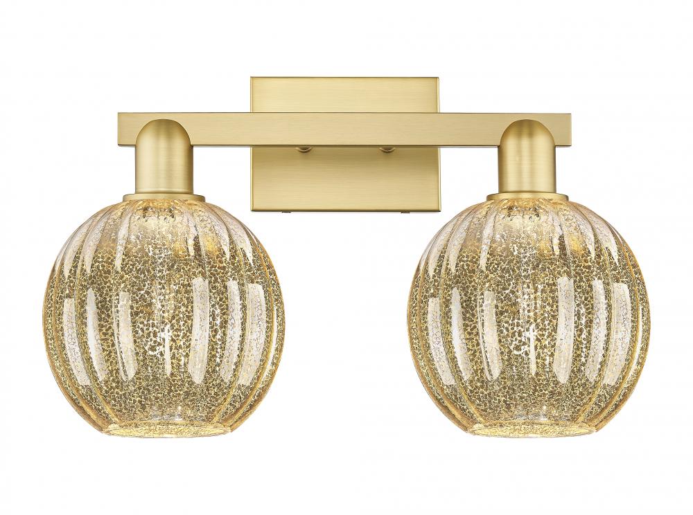 Preston Globe - 2 Light - 16 inch - Satin Gold - Bath Vanity Light