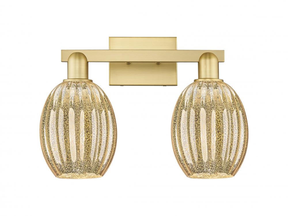 Preston Bulb - 2 Light - 16 inch - Satin Gold - Bath Vanity Light