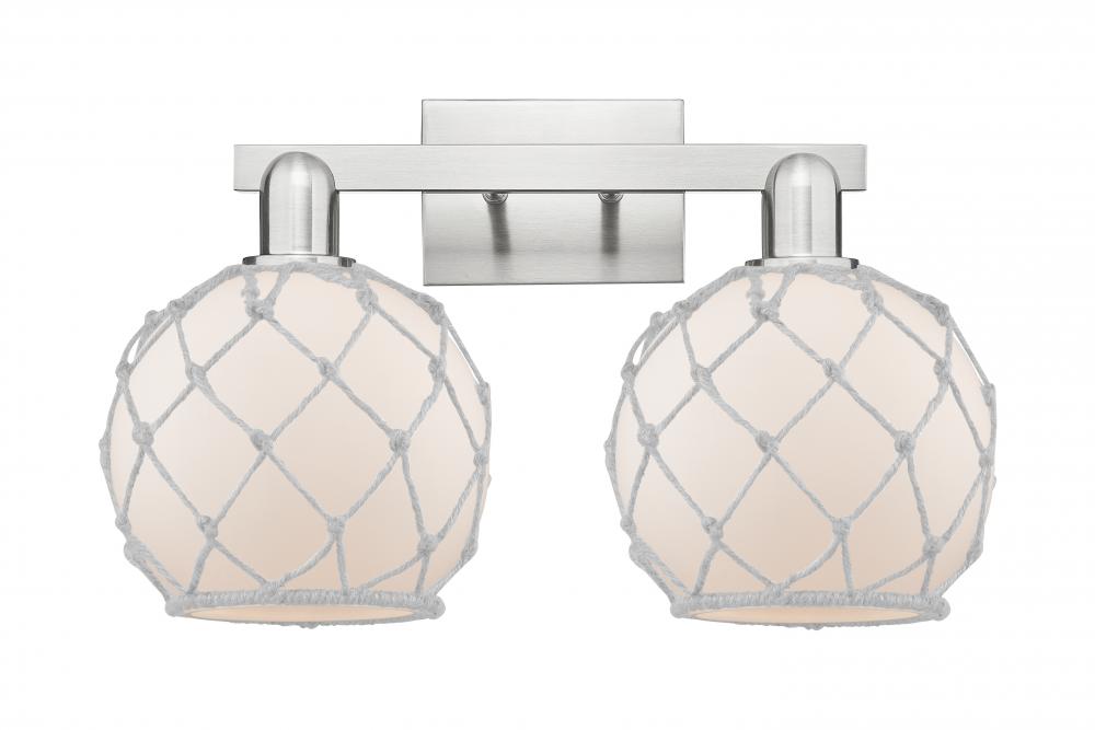 Farmhouse Rope - 2 Light - 19 inch - Brushed Satin Nickel - Bath Vanity Light