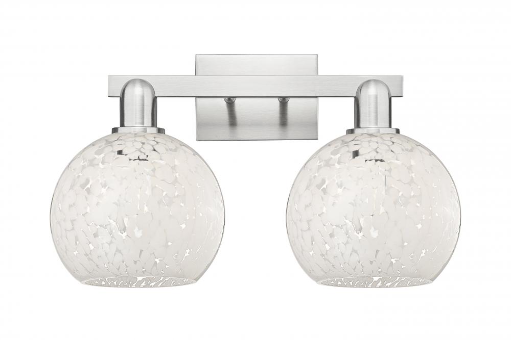 White Mouchette - 2 Light - 19 inch - Brushed Satin Nickel - Bath Vanity Light