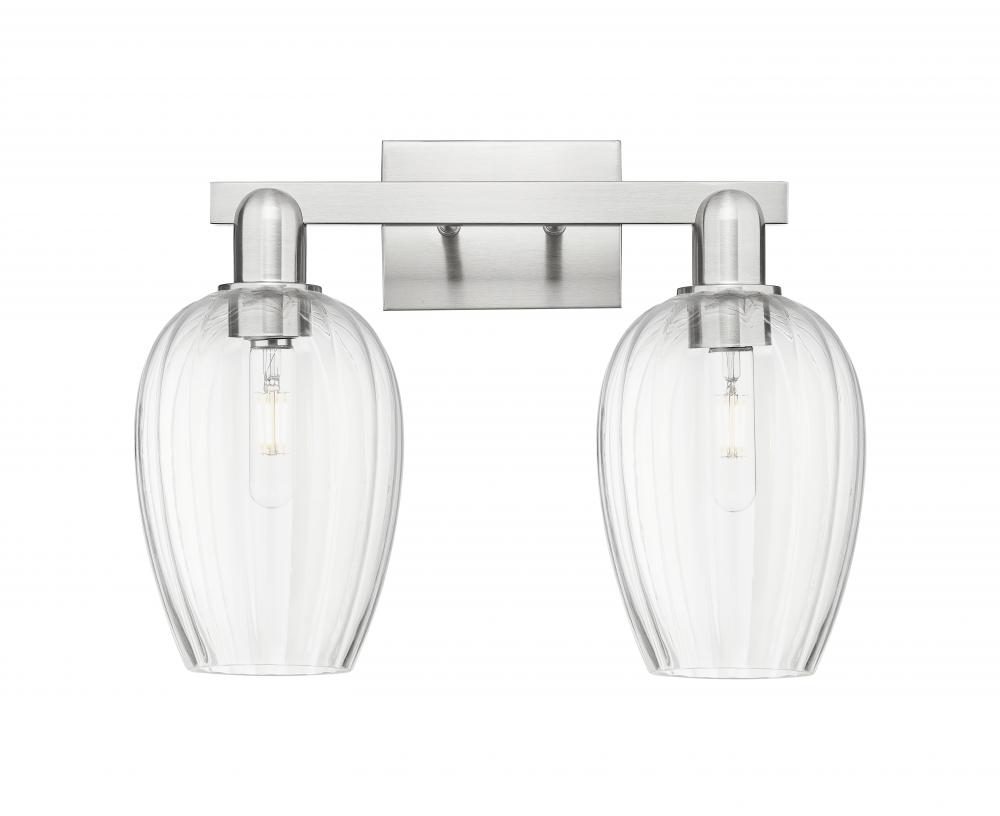 Preston Flute - 2 Light - 16 inch - Brushed Satin Nickel - Bath Vanity Light