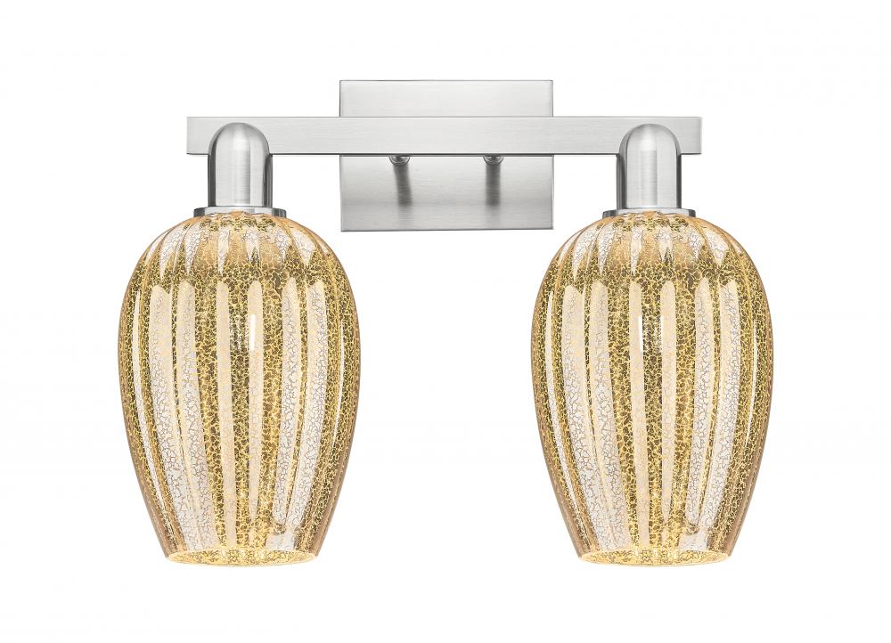 Preston Flute - 2 Light - 16 inch - Brushed Satin Nickel - Bath Vanity Light