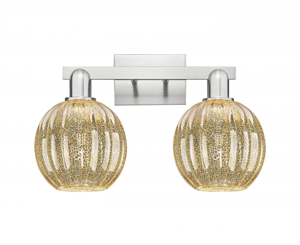 Preston Globe - 2 Light - 16 inch - Brushed Satin Nickel - Bath Vanity Light