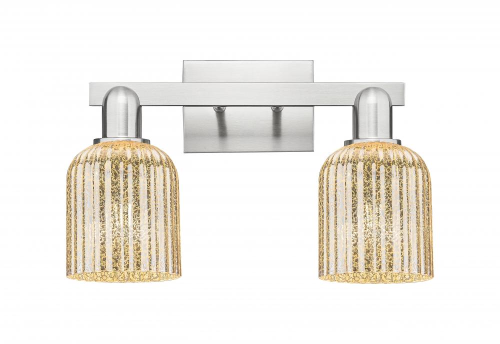 Bridal Veil - 2 Light - 16 inch - Brushed Satin Nickel - Bath Vanity Light