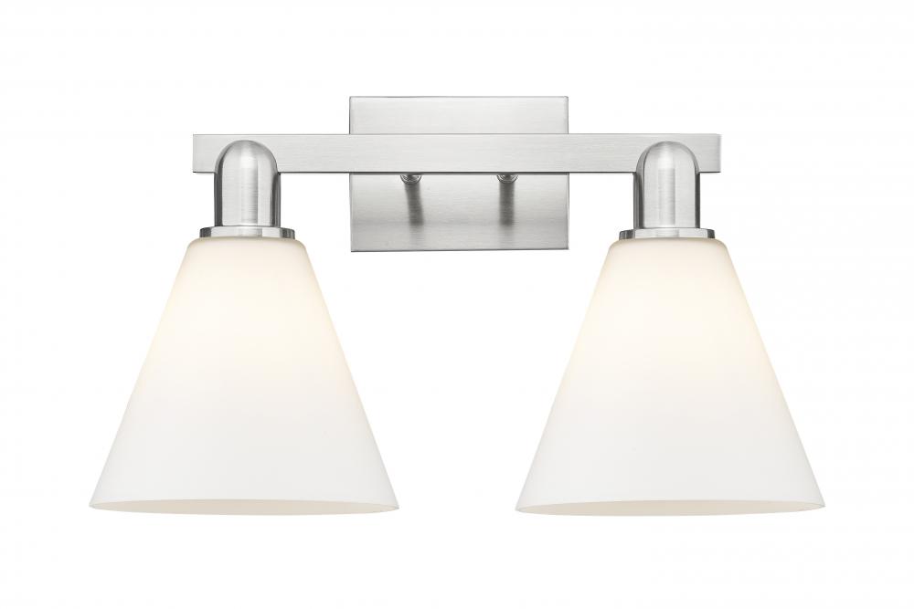 Berkshire Glass - 2 Light - 19 inch - Brushed Satin Nickel - Bath Vanity Light