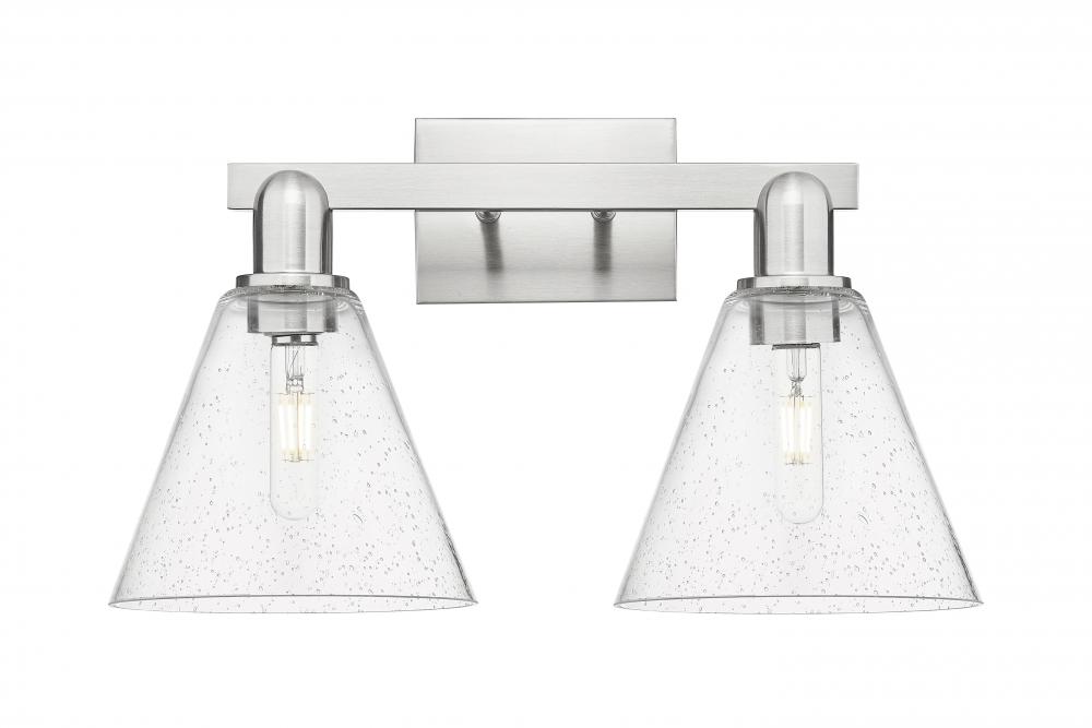 Berkshire Glass - 2 Light - 19 inch - Brushed Satin Nickel - Bath Vanity Light