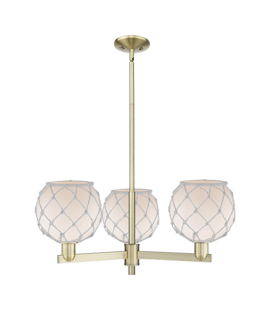 Farmhouse Rope - 3 Light - 30 inch - Antique Brass - Stem hung - Pendant