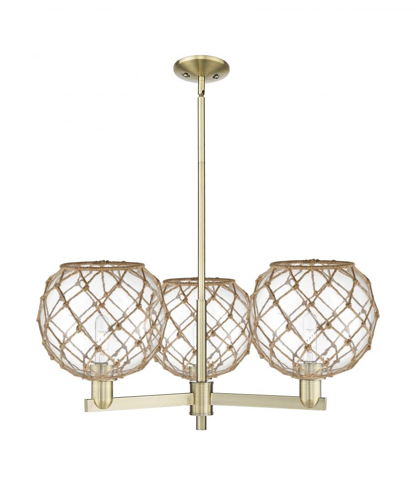 Farmhouse Rope - 3 Light - 32 inch - Antique Brass - Stem hung - Pendant