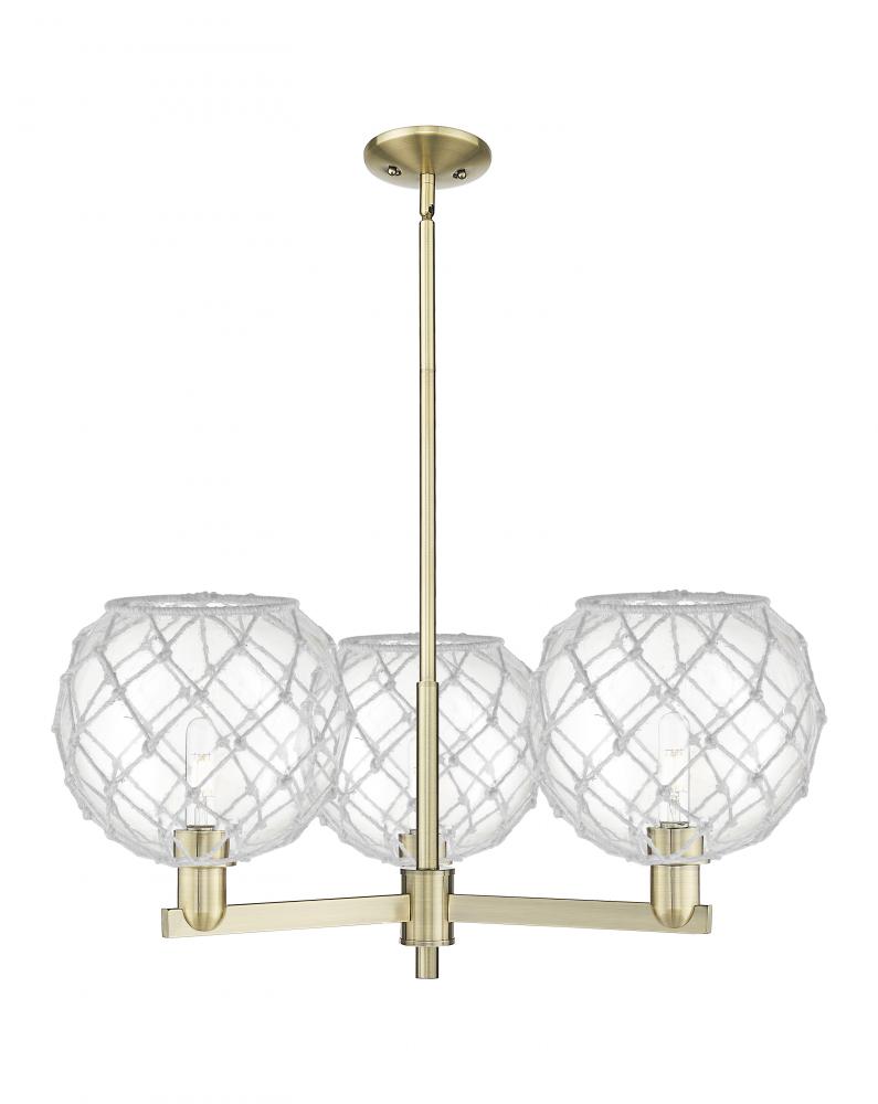 Farmhouse Rope - 3 Light - 32 inch - Antique Brass - Stem hung - Pendant