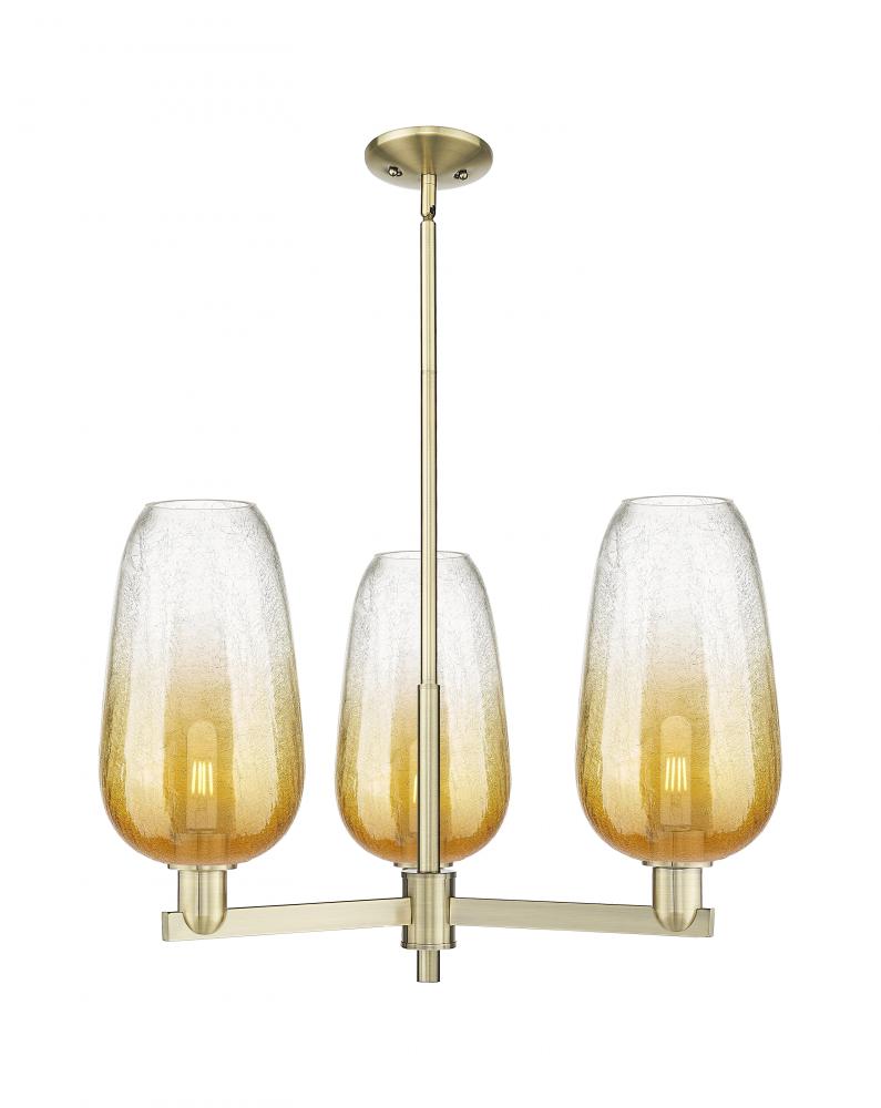 Brookhaven Flute - 3 Light - 18 inch - Antique Brass - Pendant