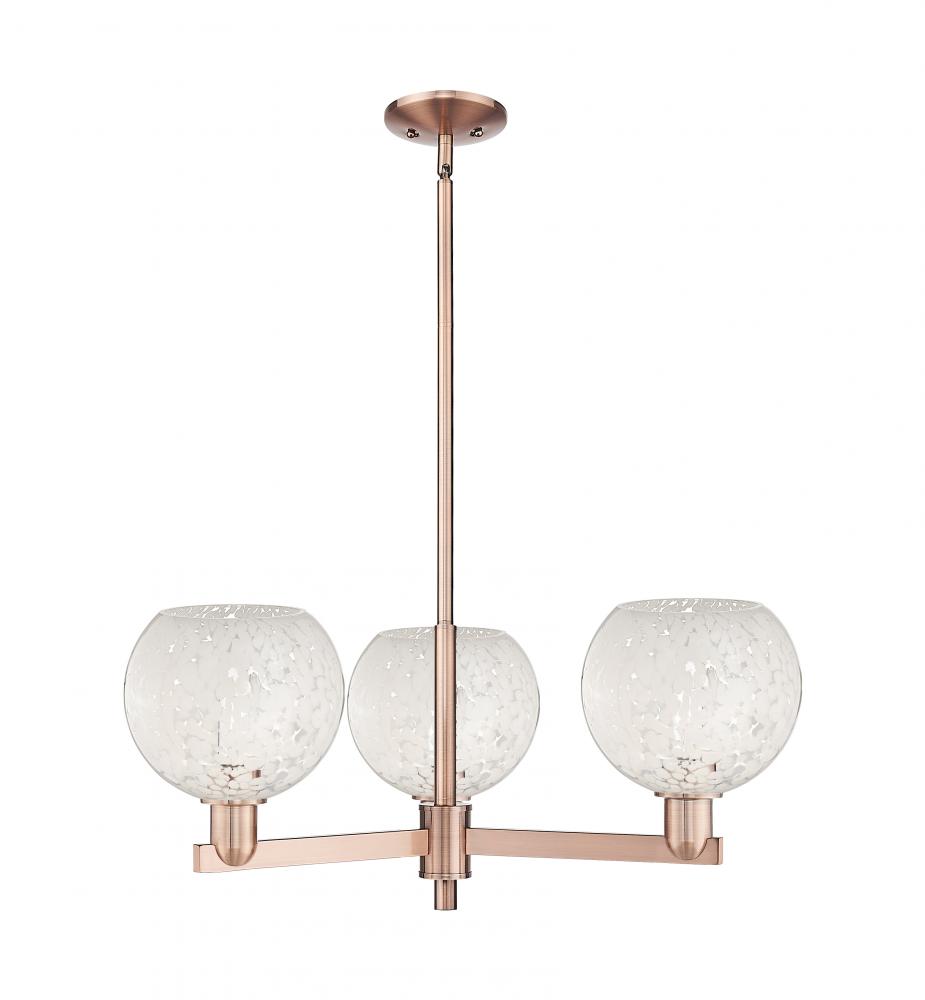 White Mouchette - 3 Light - 30 inch - Antique Copper - Stem hung - Pendant