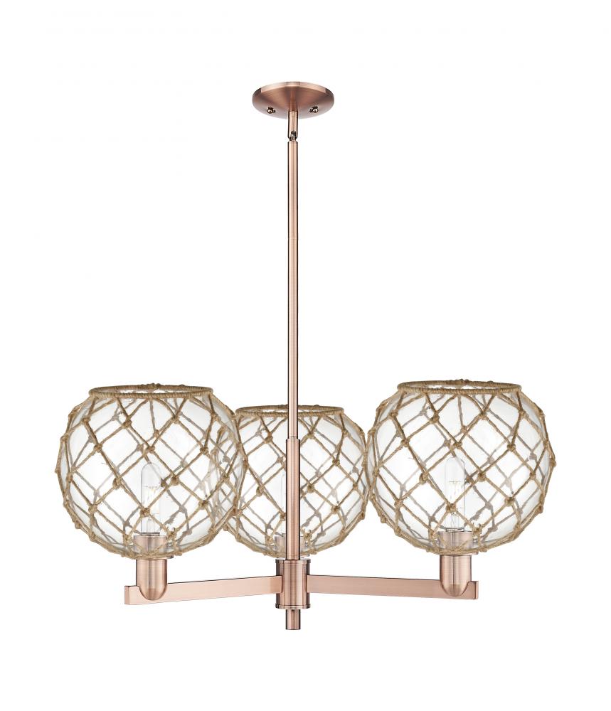 Farmhouse Rope - 3 Light - 32 inch - Antique Copper - Stem hung - Pendant