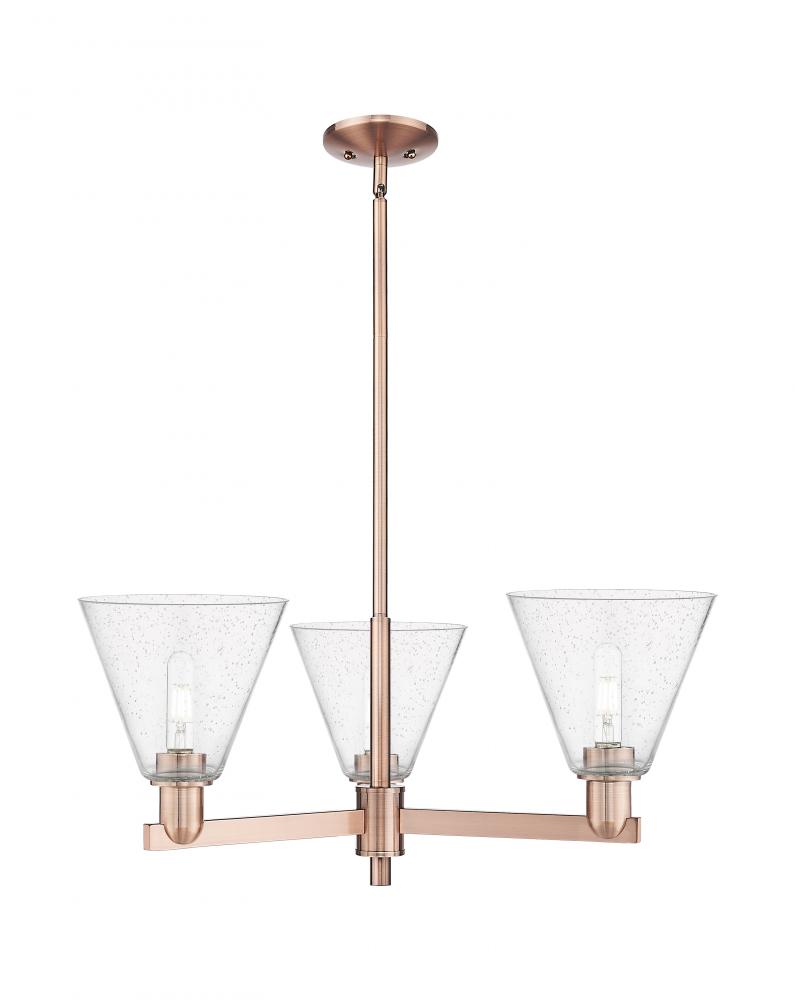 Berkshire Glass - 3 Light - 30 inch - Antique Copper - Stem hung - Pendant