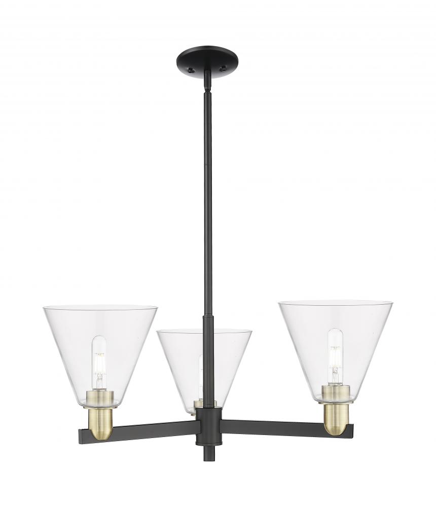 Berkshire Glass - 3 Light - 30 inch - Black Antique Brass - Stem hung - Pendant