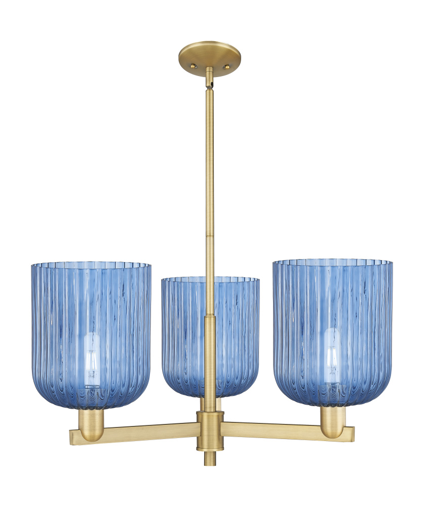 Bridal Veil - 3 Light - 30 inch - Brushed Brass - Pendant