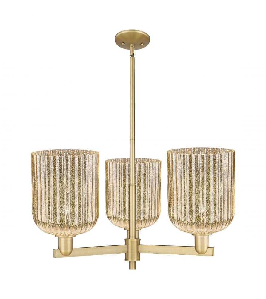 Bridal Veil - 3 Light - 30 inch - Brushed Brass - Pendant