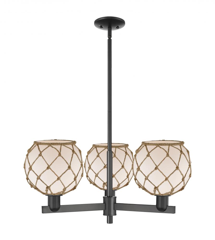 Farmhouse Rope - 3 Light - 30 inch - Matte Black - Stem hung - Pendant