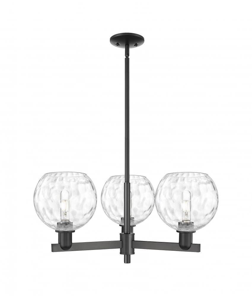 Athens Water Glass - 3 Light - 30 inch - Matte Black - Stem hung - Pendant