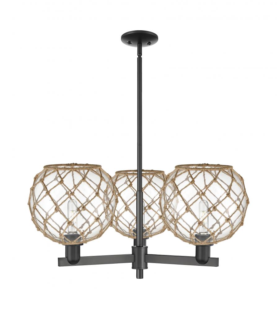 Farmhouse Rope - 3 Light - 32 inch - Matte Black - Stem hung - Pendant