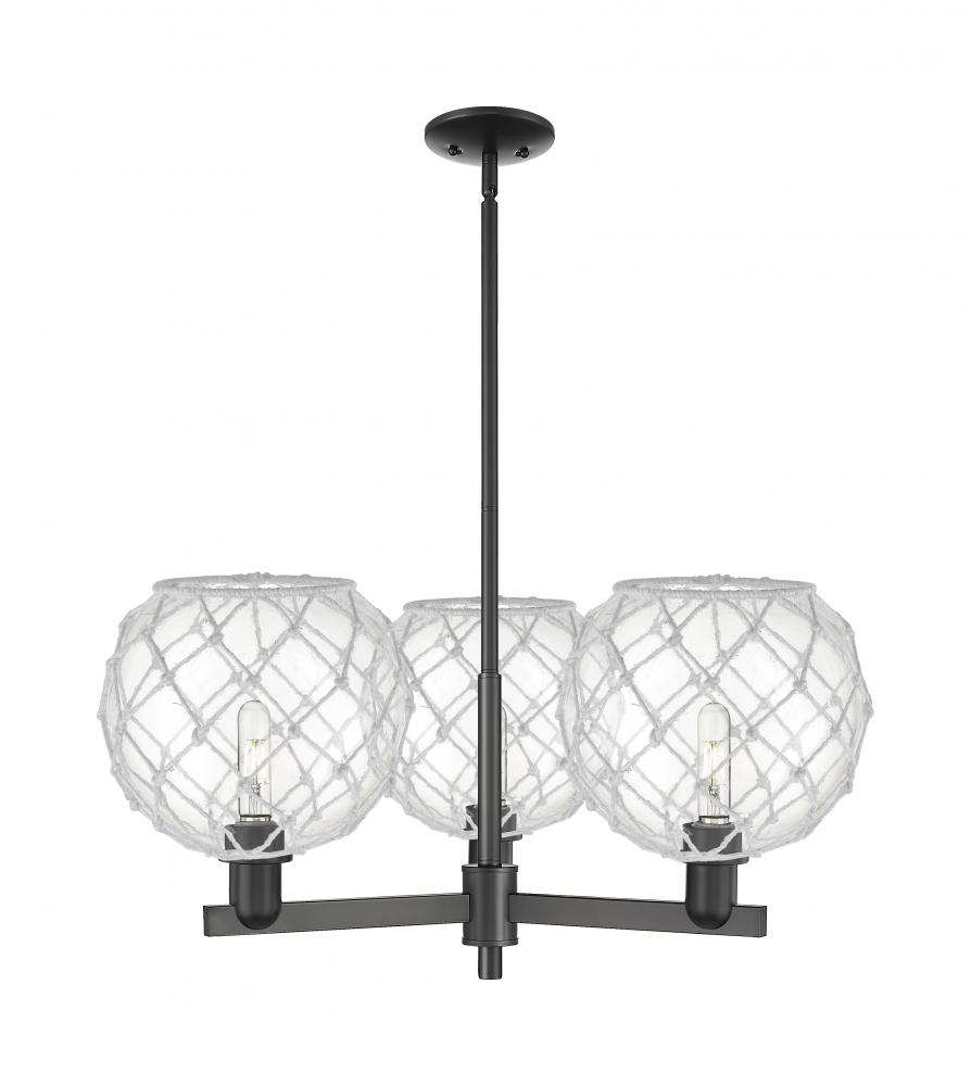 Farmhouse Rope - 3 Light - 32 inch - Matte Black - Stem hung - Pendant