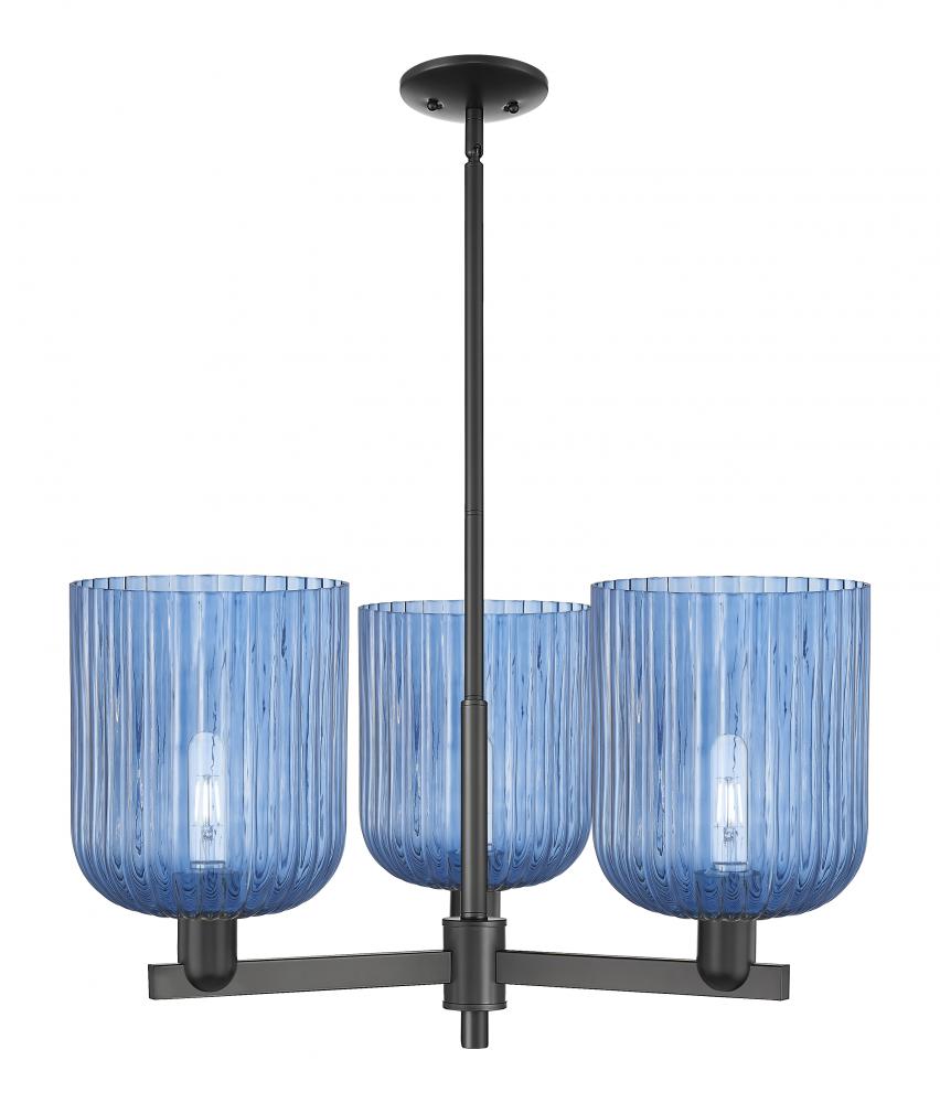 Bridal Veil - 3 Light - 30 inch - Matte Black - Pendant