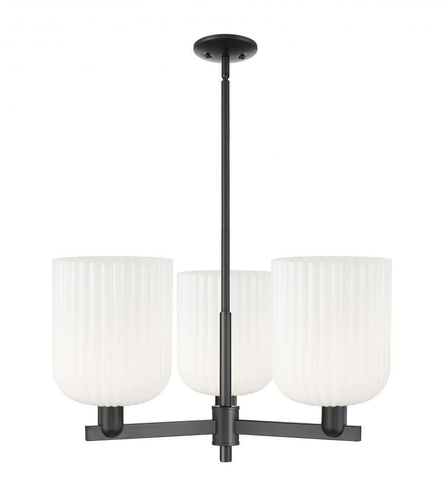 Bridal Veil - 3 Light - 30 inch - Matte Black - Pendant