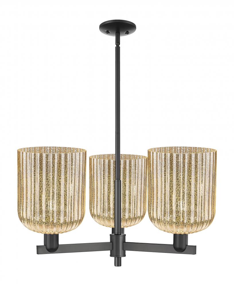 Bridal Veil - 3 Light - 30 inch - Matte Black - Pendant