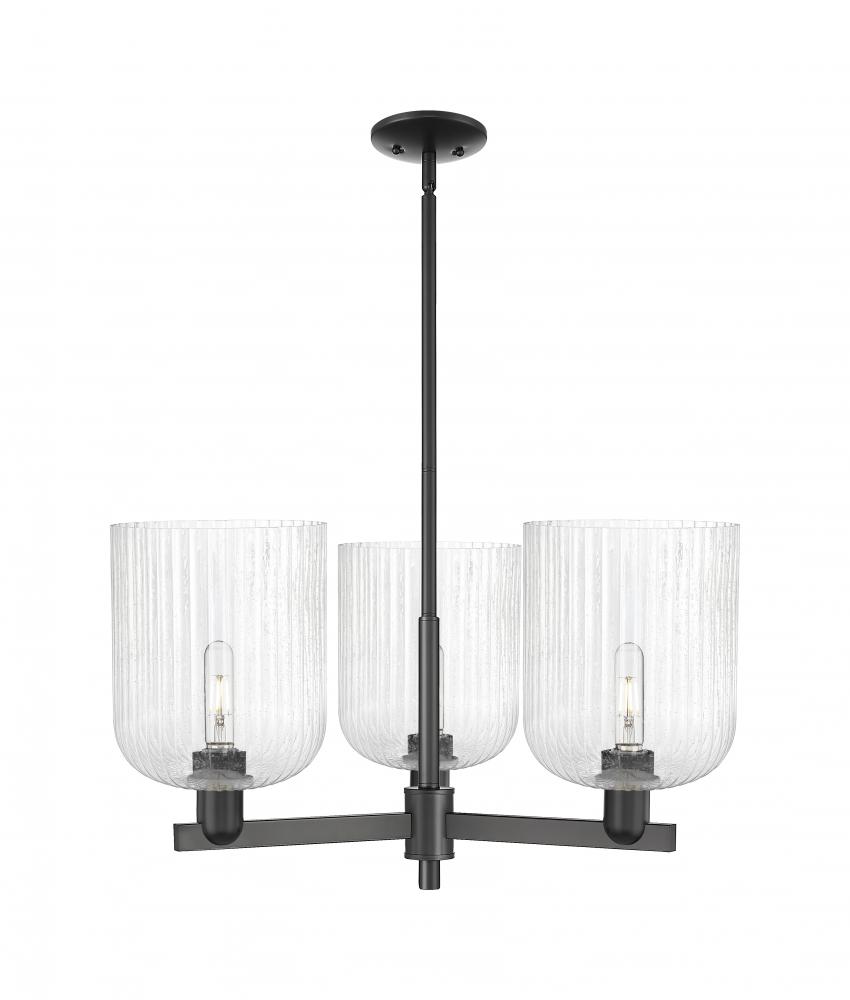 Bridal Veil - 3 Light - 30 inch - Matte Black - Pendant