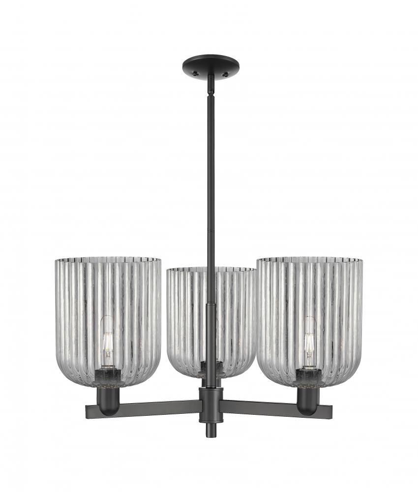 Bridal Veil - 3 Light - 30 inch - Matte Black - Pendant