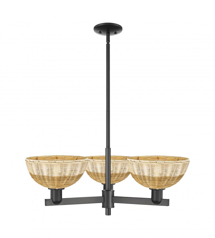 Bristol Natural II - 3 Light - 31 inch - Matte Black - Stem hung - Pendant