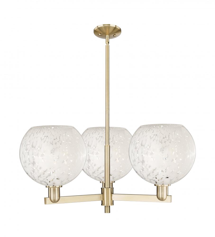 White Mouchette - 3 Light - 32 inch - Champagne Bronze - Stem hung - Pendant