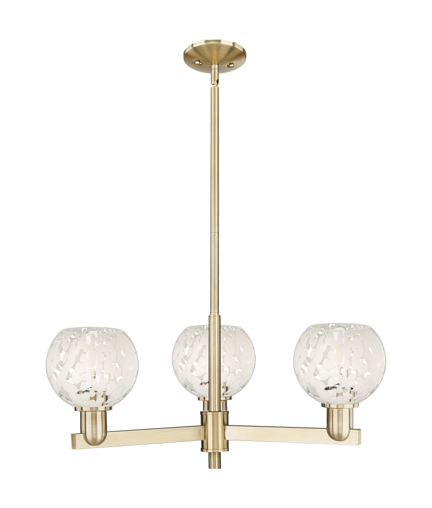 White Mouchette - 3 Light - 28 inch - Champagne Bronze - Stem hung - Pendant