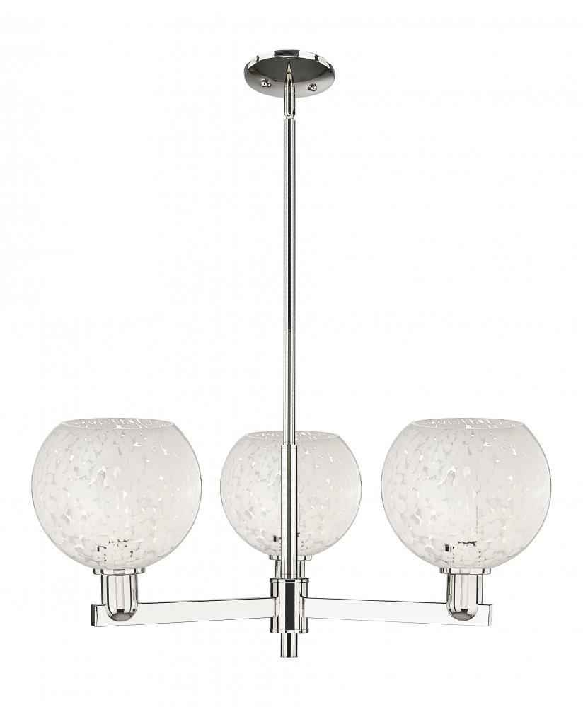 White Mouchette - 3 Light - 30 inch - Polished Nickel - Stem hung - Pendant