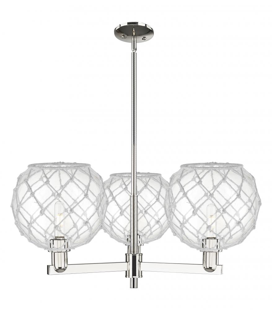 Farmhouse Rope - 3 Light - 32 inch - Polished Nickel - Stem hung - Pendant
