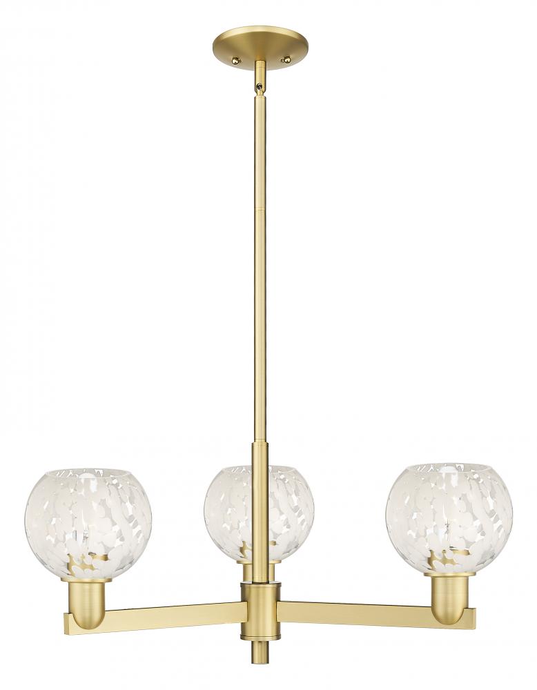 White Mouchette - 3 Light - 28 inch - Satin Gold - Stem hung - Pendant