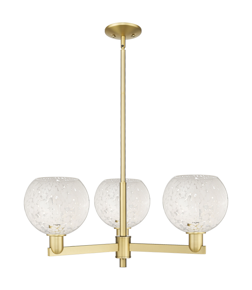 White Mouchette - 3 Light - 30 inch - Satin Gold - Stem hung - Pendant