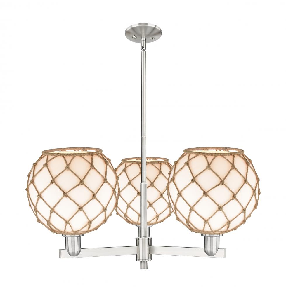 Farmhouse Rope - 3 Light - 32 inch - Satin Nickel - Stem hung - Pendant