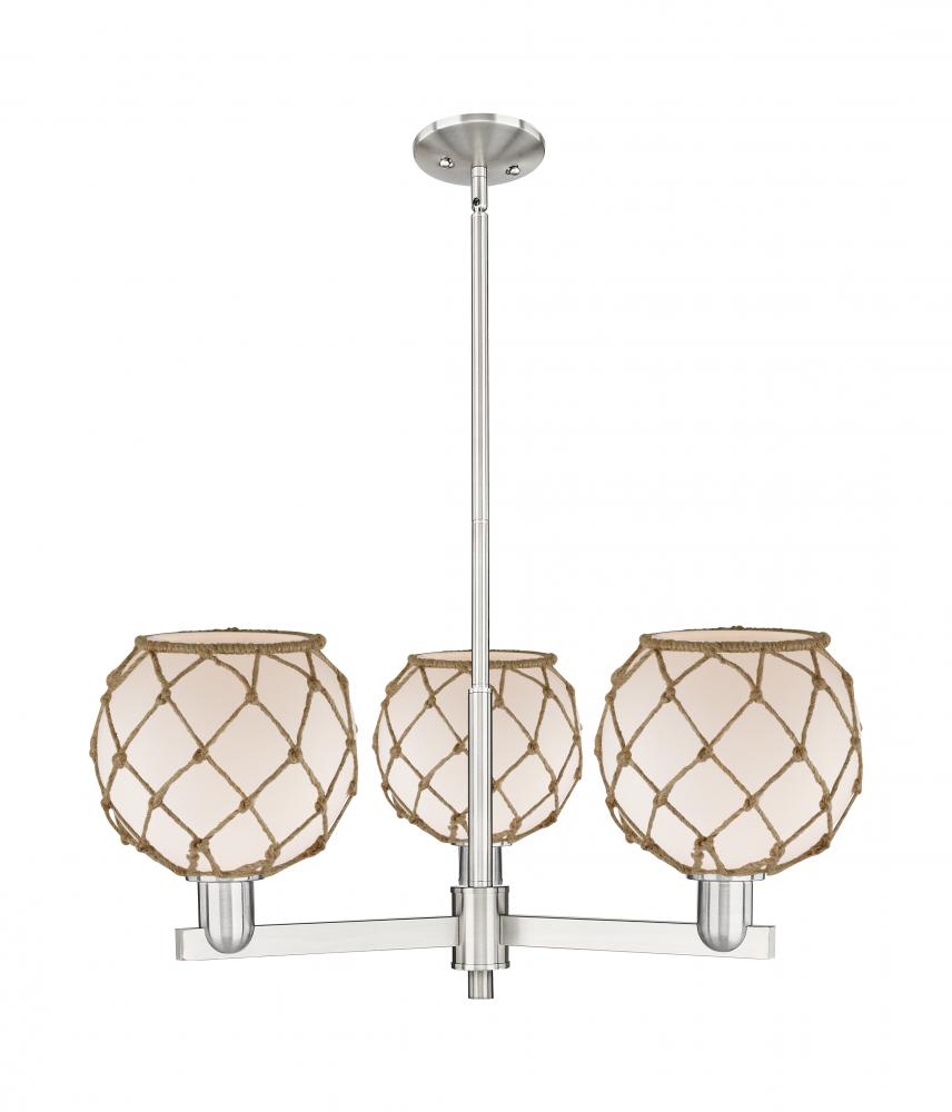 Farmhouse Rope - 3 Light - 30 inch - Satin Nickel - Stem hung - Pendant