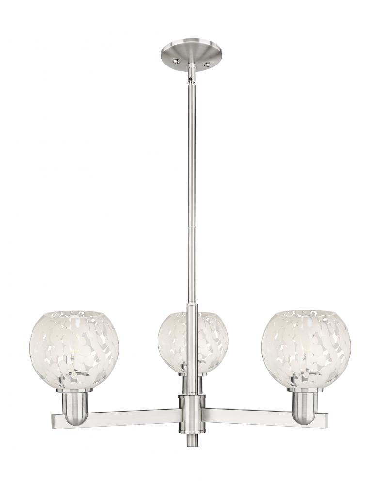 White Mouchette - 3 Light - 28 inch - Satin Nickel - Stem hung - Pendant