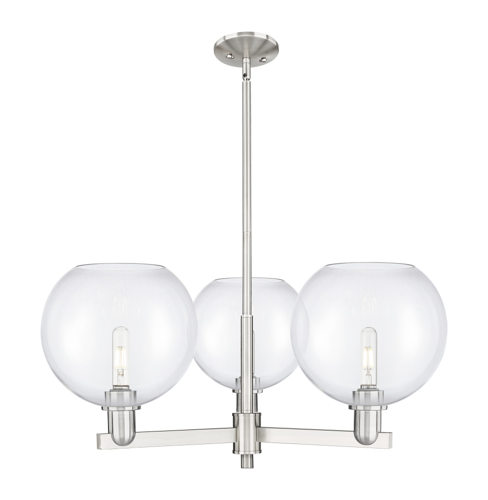 Athens - 3 Light - 32 inch - Satin Nickel - Stem hung - Pendant