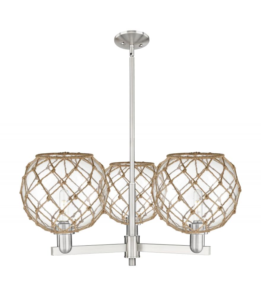 Farmhouse Rope - 3 Light - 32 inch - Satin Nickel - Stem hung - Pendant
